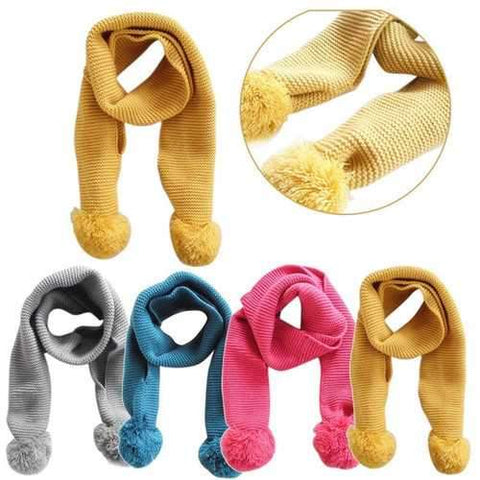Winter Children Baby Boys Girls Knitted Neck Warm Scarf Wrap Ball Infant Kids Neck Wool Scarves Gift