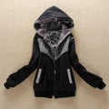 Fashionable Zippered Long Sleeve Hoodie For Women - Black L