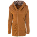 Stylish Long Sleeve Leopard Zippered Women's Hoodie - Earthy L