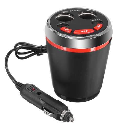 Car Bluetooth Cup Charger Hands Free Car Kit 2 Port USB MP3 Player