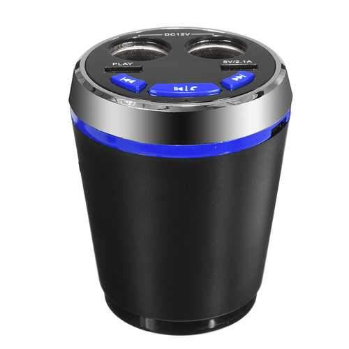 Car Bluetooth Cup Charger Hands Free Car Kit 2 Port USB MP3 Player