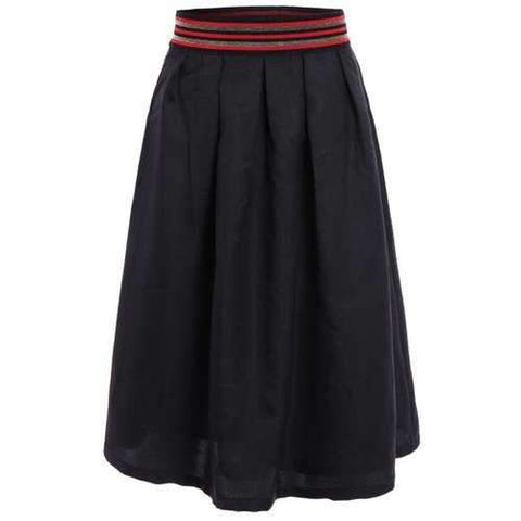 Simple Style High Waist A-Line Solid Color All-Match Women's Skirt - Black S