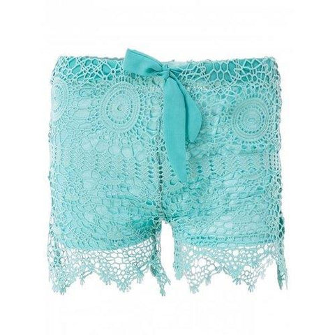 Sweet Lace-Up Light Green Lace Shorts For Women - Light Green S