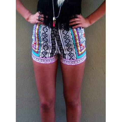 Stylish Mid-Waisted Bodycon Printed Women's Shorts - M