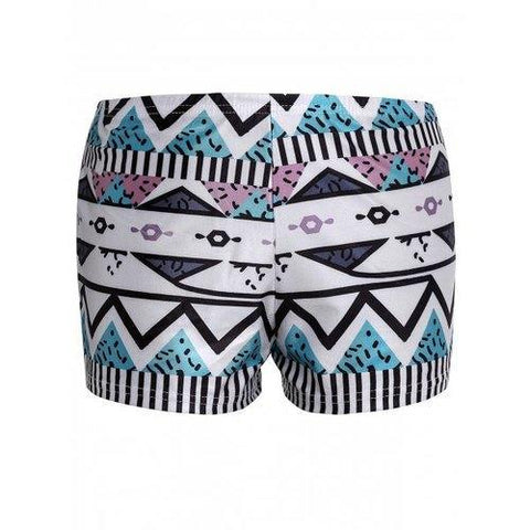 Fashionable Colorful Geometric Printed Elastic Shorts For Women - M