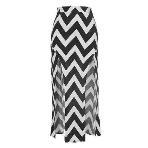 Stylish High Waisted Zig Zag Pattern Slit Women's Skirt - Black Xl
