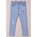 Stylish High-Waisted Zipper Fly Hole Design Women's Jeans - Light Blue S