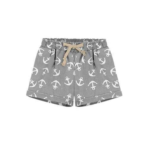 Casual Style Boat Anchor Print Elasitic Waist Shorts For Women - Gray 5xl