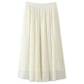 Stylish High Waisted Pleated Chiffon Women's Skirt - White L