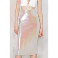 Fashionable Pink Sequins Elastic Waist Skirt For Women - Pink S