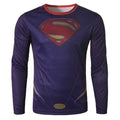 Fashion Round Neck 3D Superman Print Slimming Long Sleeve Quick-Dry T-Shirt For Men - L