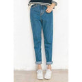 Cute Blue Mid-Waist Sheathy Pencil Jeans For Women - Blue M