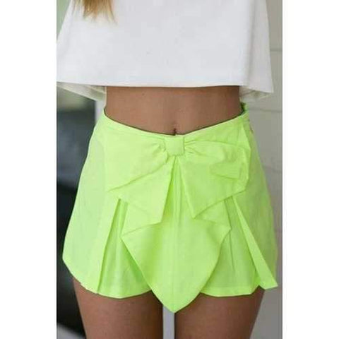 Stylish High Waisted Candy Color Women's Shorts - Light Green S