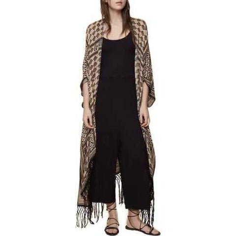Stylish Collarless Half Sleeve Argyle Pattern Women's Blouse - Camel M