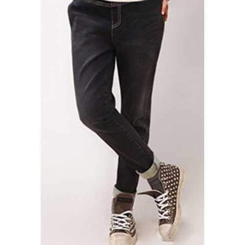 Casual Elastic Waist Plus Size Jeans For Women - Black Xl
