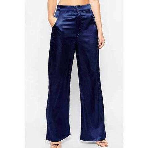 Stylish Solid Color Slimming Casual Women's Palazzo Pants - Blue S