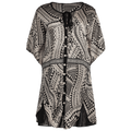 Button Up Geo Print Chiffon Dress - L