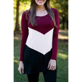 Stylish Scoop Collar Long Sleeves Color Block Women's T-Shirt - Black And White And Red S