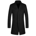 Laconic Stand Collar Multi-Button French Front Back Slit Long Sleeves Fitted Men's Woolen Blend Coat - Black M