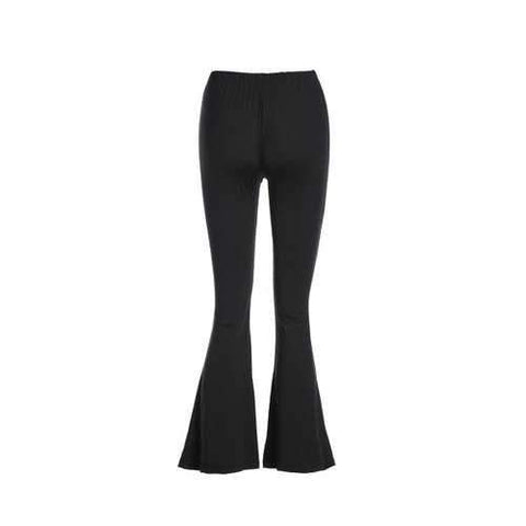 Stylish Solid Color Slimming Women's OL Style Bell Bottom Pants - Black M