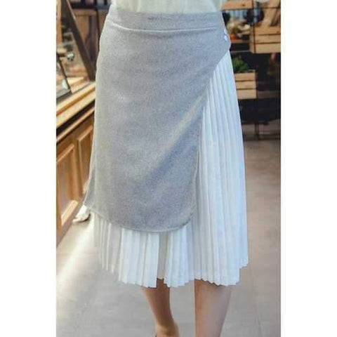 Stylish Woolen Spliced Pleated Irregular Women's Skirt - Gray M