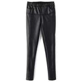 Stylish Elastic Waist Black Faux Leather Women's Pants - Black L