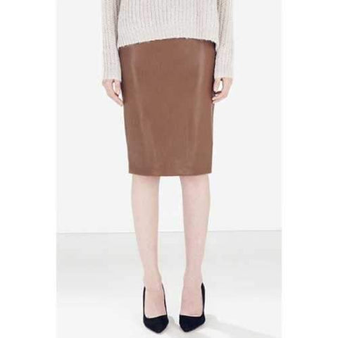 Stylish PU Leather Solid Color Women's Pencil Skirt - Khaki M