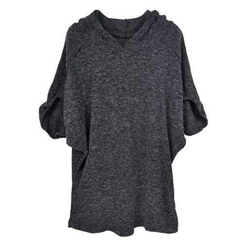 Casual Hooded Solid Color Batwing Sleeve Hoodie For Women - Gray One Size(fit Size Xs To M)