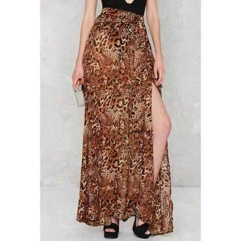 Stylish Leopard Print Chiffon A Line Women's Skirt - Leopard S