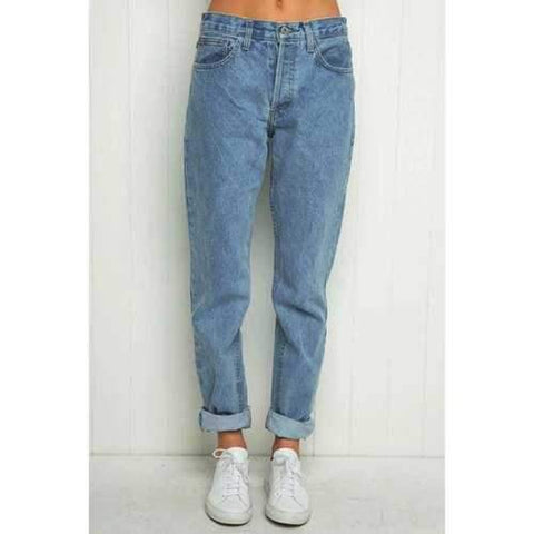 Boyfriend Style High-Waisted Pocket Design Women's Jeans - Light Blue S