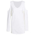 Sweet V-Neck White Long Sleeve Sweatshirt For Women - White Xl