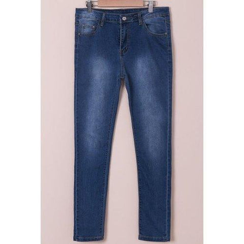 High-Waisted Tapered Jeans - Blue M
