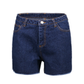 Frayed High Waist Deep Blue Denim Shorts - Deep Blue Xs
