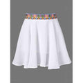 Embroidered Elastic Waist Skirt - White L