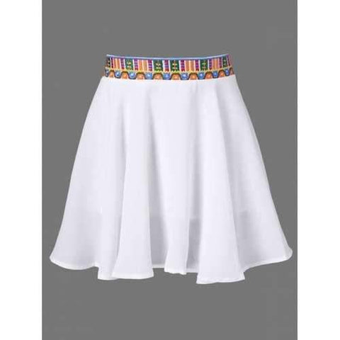 Embroidered Elastic Waist Skirt - White L