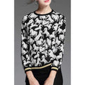 Women's Stylish Round Neck Long Sleeve Horse Sweatshirt - White L
