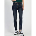 High Waist Skinny Cuffed Jeans - Deep Blue L