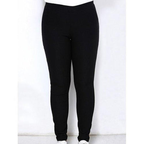 Casual Plus Size High Waist Solid Color Elastic Ankle Pants For Women - Black 3xl