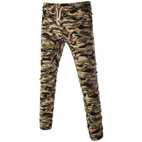 Casual Camo Lace Up Pants For Men - Green M