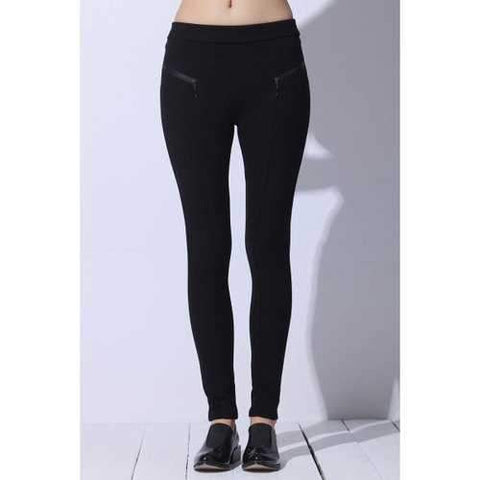 Zipped Stretchy Skinny Pants - Black L