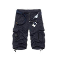 Zipper Fly Cotton Blends Multi-Pockets Straight Leg Cargo Shorts For Men - Deep Blue 38