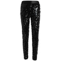 Faux Lether Sequins Glitter Pencil Pants - Black One Size