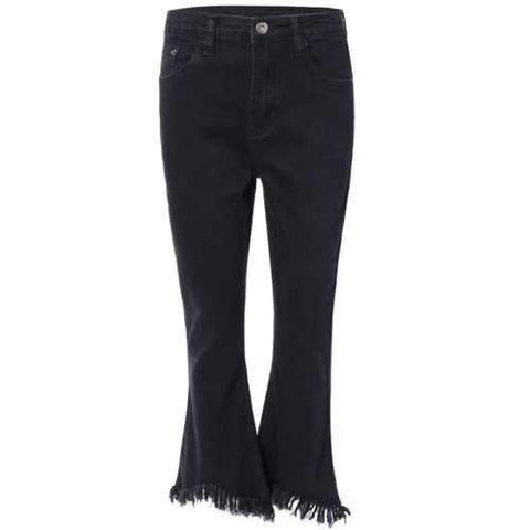 Frayed Trim Bootcut Jeans - Black 27