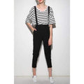 High Waist Suspender Ankle Pants - Black L