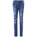 Pocket Design Broken Hole Jeans - Denim Blue L