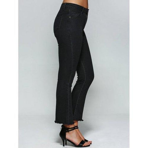 High Waist Skinny Flare Jeans - Black 30