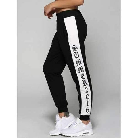 Color Block Sports Jogger Pants - Black L