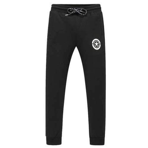 Lace-Up Star Print Beem Feet Jogger Pants - Black L