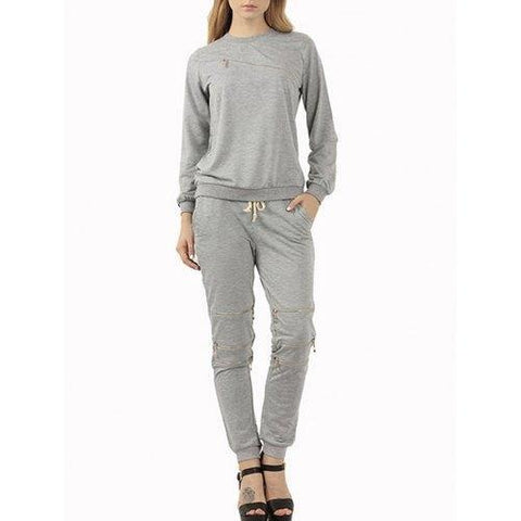 Zip Sweatshirt and Jogger Pants Sweat Suit - Gray S