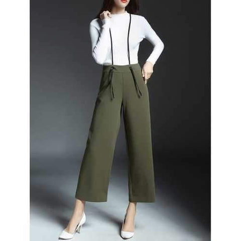 OL Pinafore Wide Leg Pants - Army Green S